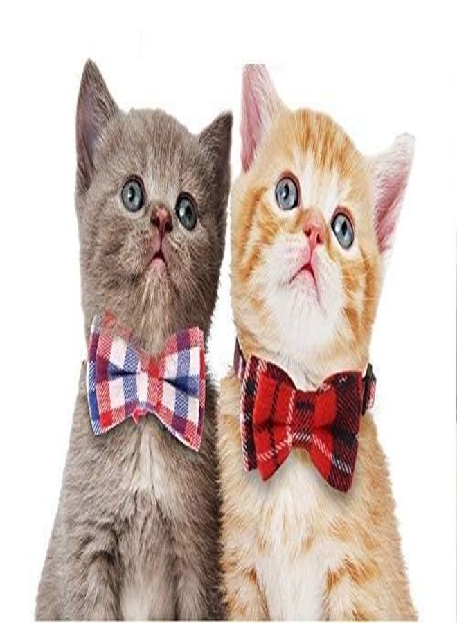 Pets Empire Breakaway Cat Collar with Bow Tie and Bell, Cute Plaid Patterns, Kitty Safety Collars -Color May Vary (Pack of 4) - Image 2